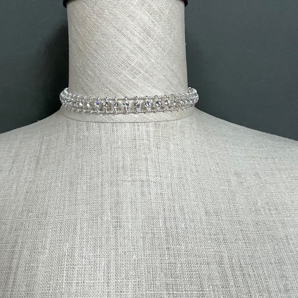 Napier Silver-tone Rhinestones Women's Fashion Choker Necklace and Bracelet NWOT